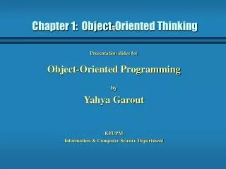 Chapter 1: Object-Oriented Thinking