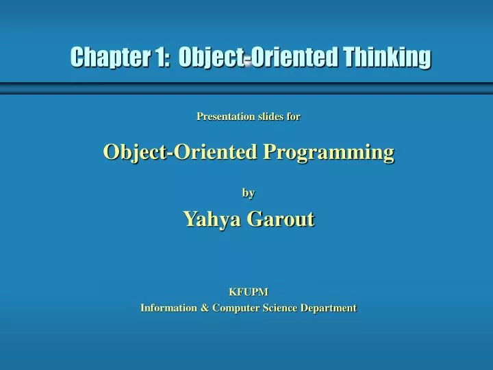 chapter 1 object oriented thinking