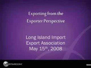 Exporting from the Exporter Perspective