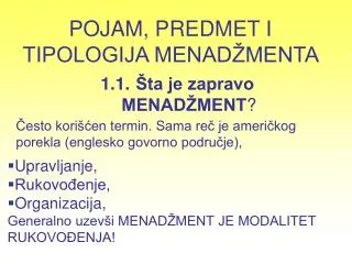 pojam predmet i tipologija menad menta