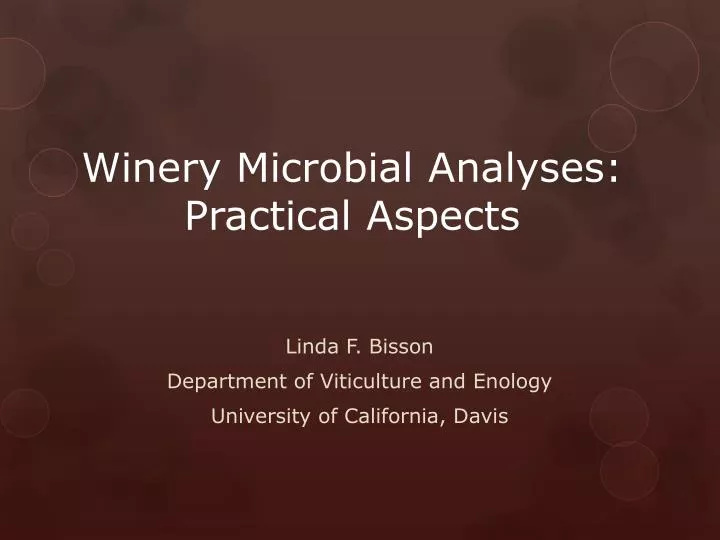 winery microbial analyses practical aspects
