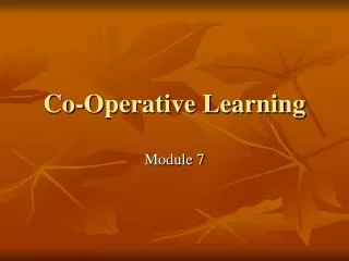 Co-Operative Learning