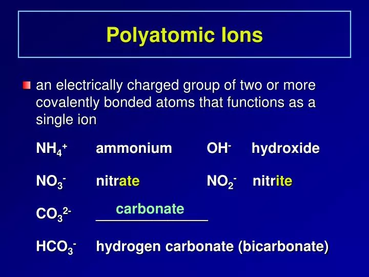 polyatomic ions