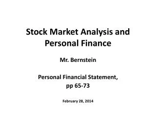 Stock Market Analysis and Personal Finance