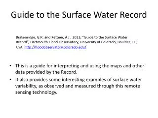 Guide to the Surface Water Record