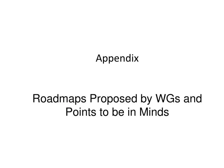 appendix roadmaps proposed by wgs and points to be in minds