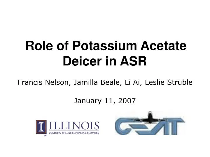 role of potassium acetate deicer in asr