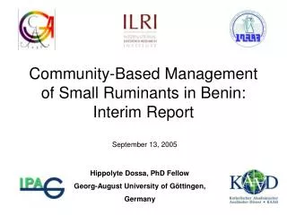 Community-Based Management of Small Ruminants in Benin: Interim Report