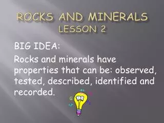 Rocks and Minerals Lesson 2
