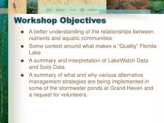 Workshop Objectives