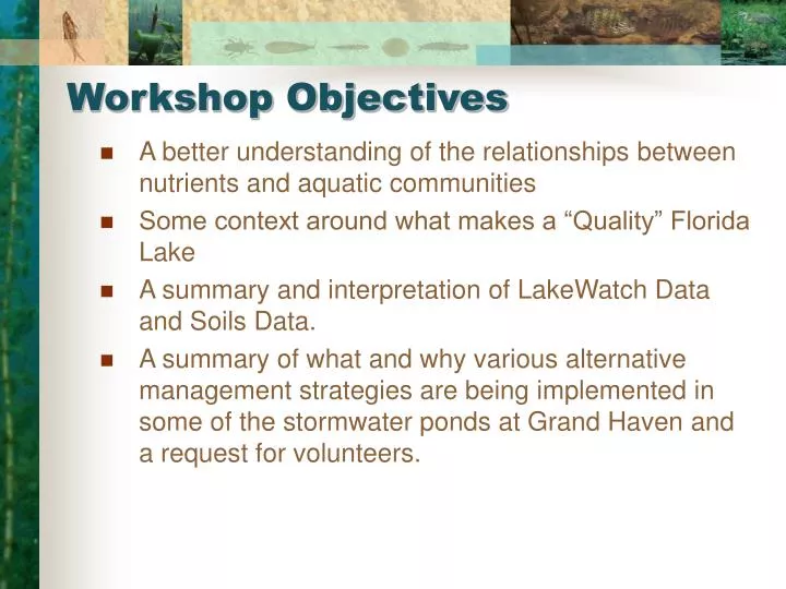 workshop objectives