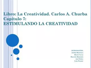libro la creatividad carlos a churba cap tulo 7 estimulando la creatividad