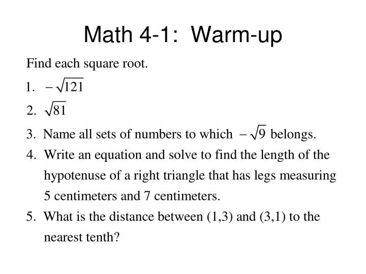 math 4 1 warm up
