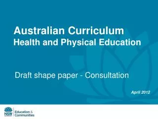 Australian Curriculum Health and Physical Education