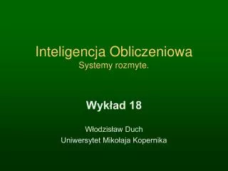inteligencja obliczeniowa systemy rozmyte