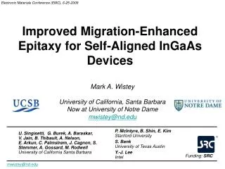 Improved Migration-Enhanced Epitaxy for Self-Aligned InGaAs Devices