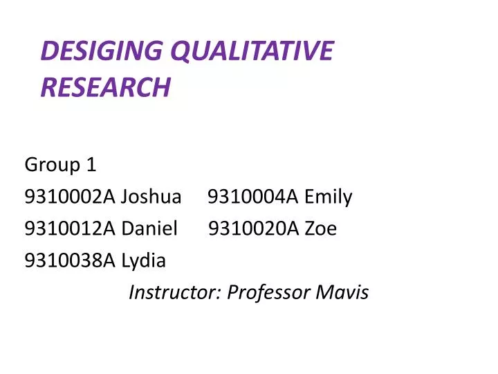 desiging qualitative research