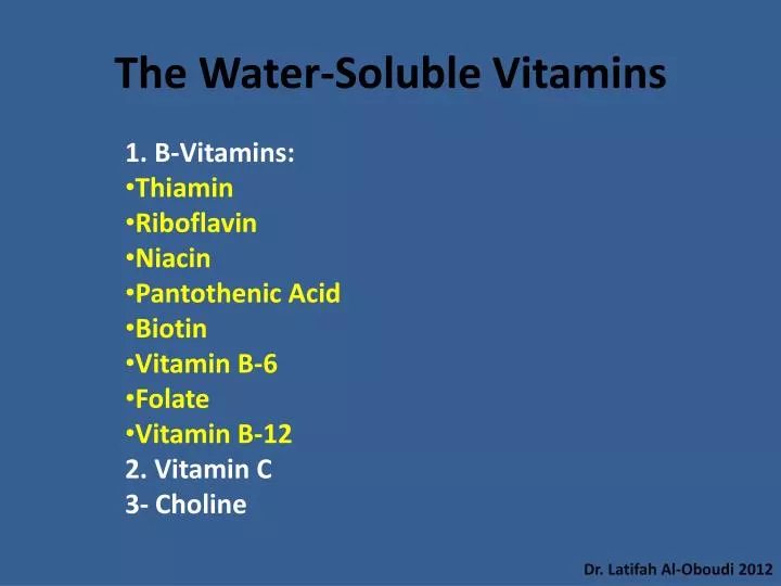 the water soluble vitamins