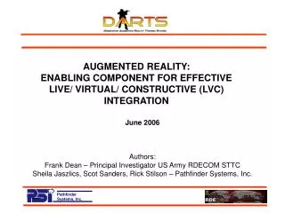 AUGMENTED REALITY: ENABLING COMPONENT FOR EFFECTIVE LIVE/ VIRTUAL/ CONSTRUCTIVE (LVC) INTEGRATION