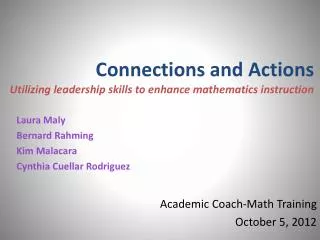 Connections and Actions Utilizing leadership skills to enhance mathematics instruction