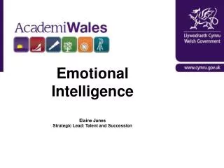 Emotional Intelligence Elaine Jones Strategic Lead: Talent and Succession