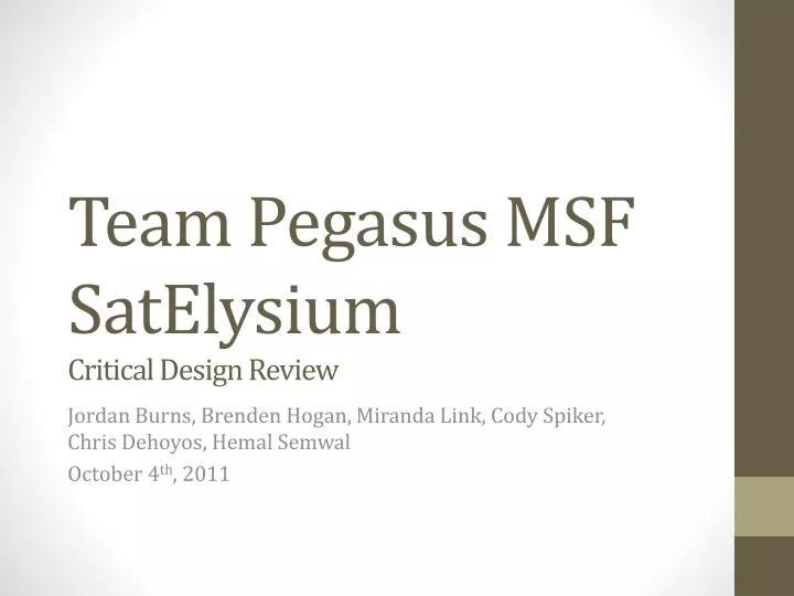 team pegasus msf satelysium critical design review