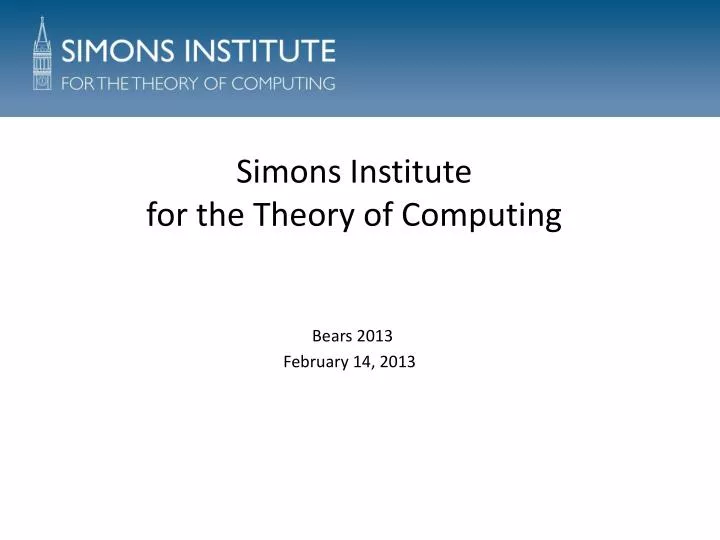 simons institute for the theory of computing