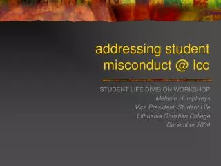 addressing student misconduct @ lcc
