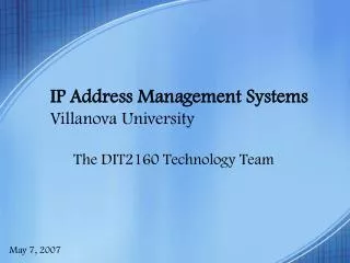 IP Address Management Systems Villanova University