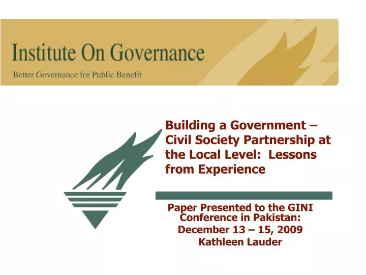 building a government civil society partnership at the local level lessons from experience