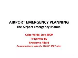 AIRPORT EMERGENCY PLANNING The Airport Emergency Manual
