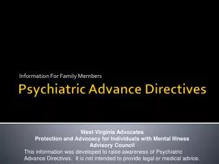 Psychiatric Advance Directives