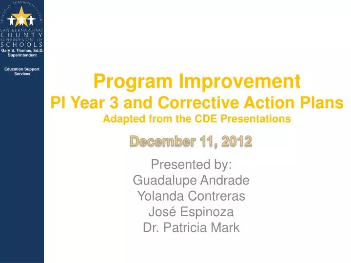 program improvement pi year 3 and corrective action plans adapted from the cde presentations