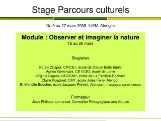 stage parcours culturels