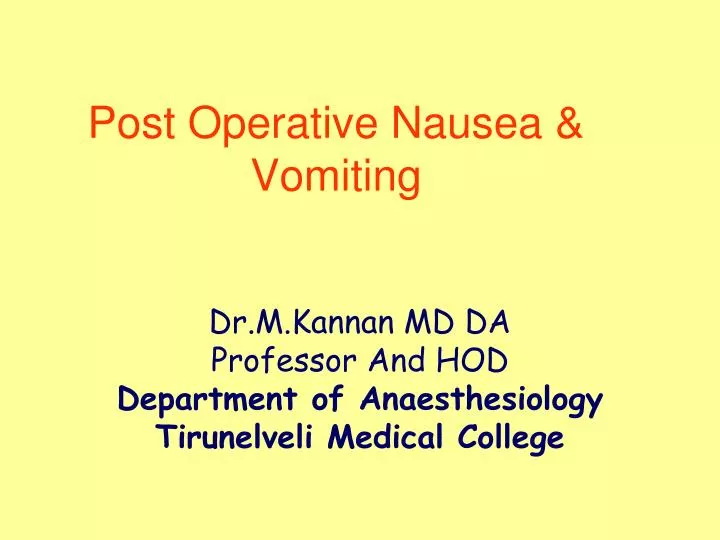 post operative nausea vomiting