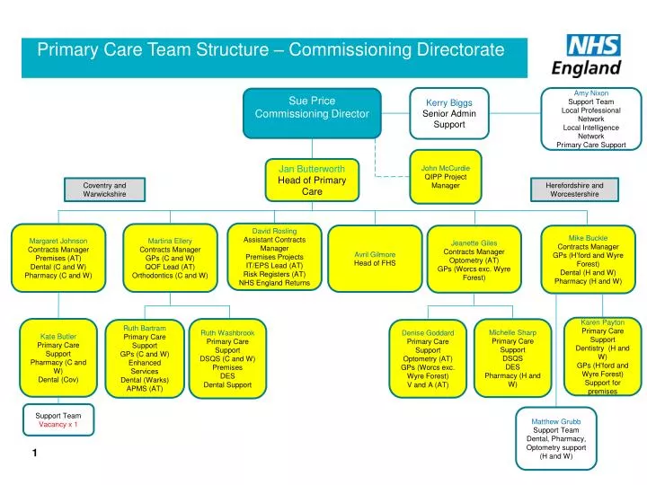 primary care team structure commissioning directorate