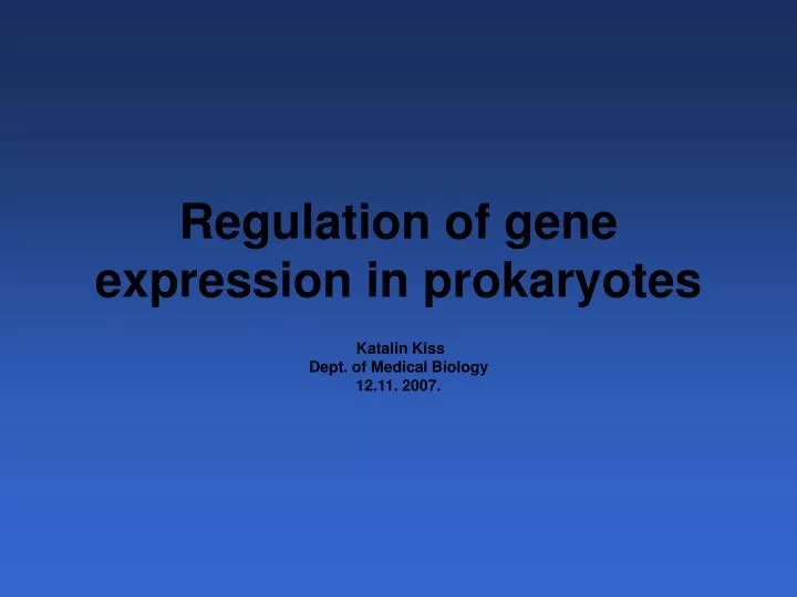 regulation of gene expression in prokaryotes