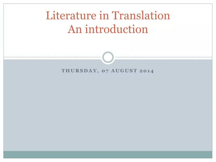 literature in translation an introduction