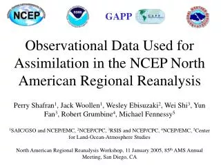 Observational Data Used for Assimilation in the NCEP North American Regional Reanalysis