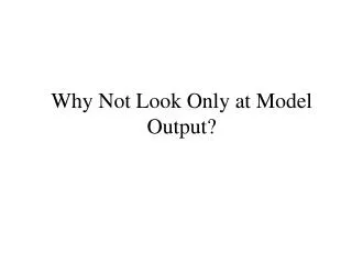 Why Not Look Only at Model Output?