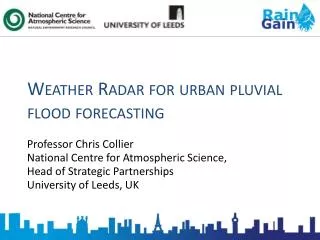 Weather Radar for urban pluvial flood forecasting