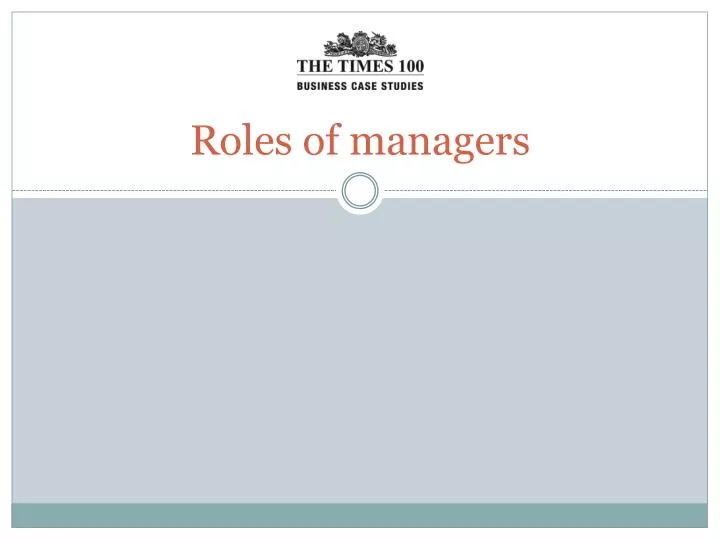 roles of managers