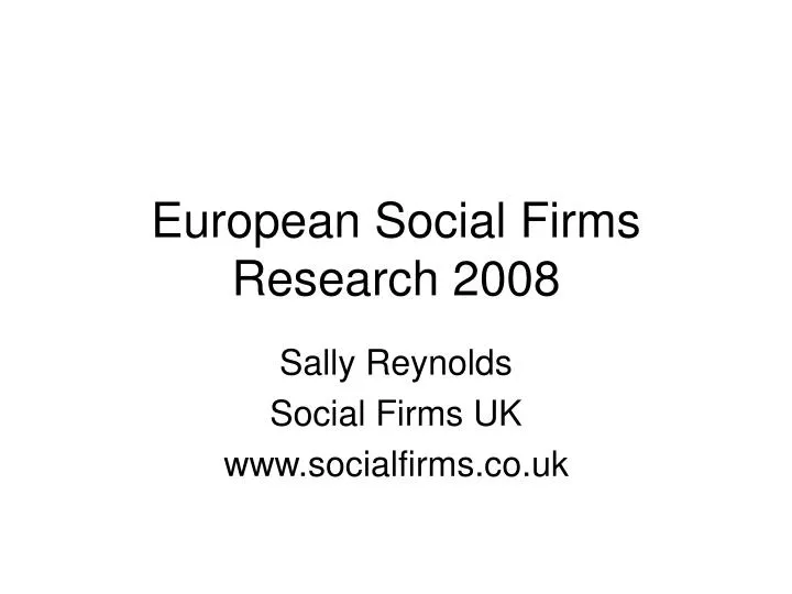 european social firms research 2008