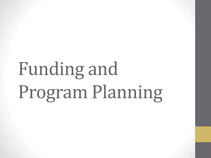 funding and program planning