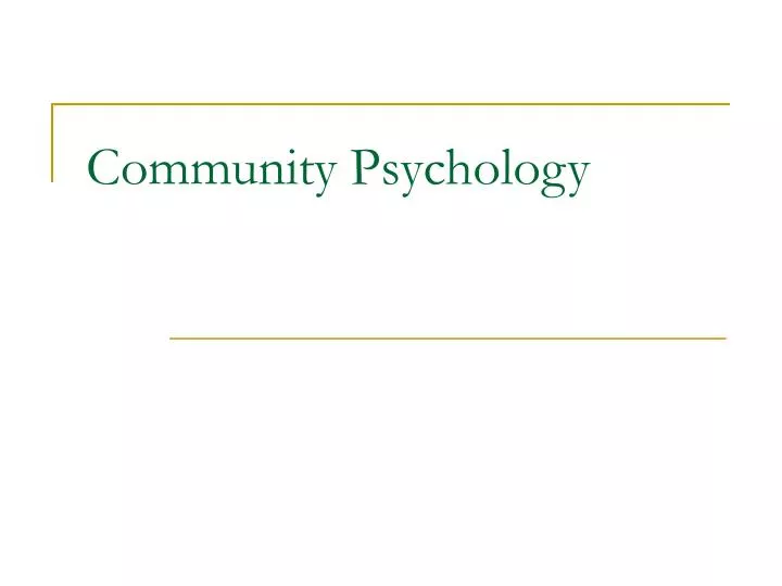community psychology