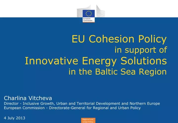 eu cohesion policy in support of innovative e nergy s olutions in the baltic sea region