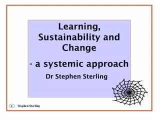 Learning, Sustainability and Change - a systemic approach 	Dr Stephen Sterling