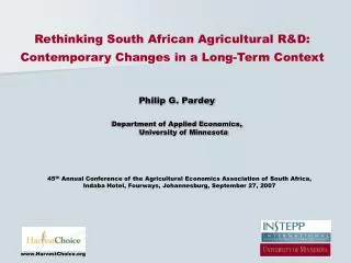 Rethinking South African Agricultural R&amp;D: Contemporary Changes in a Long-Term Context
