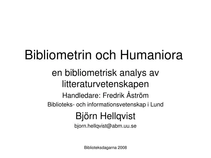 bibliometrin och humaniora
