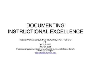 DOCUMENTING INSTRUCTIONAL EXCELLENCE
